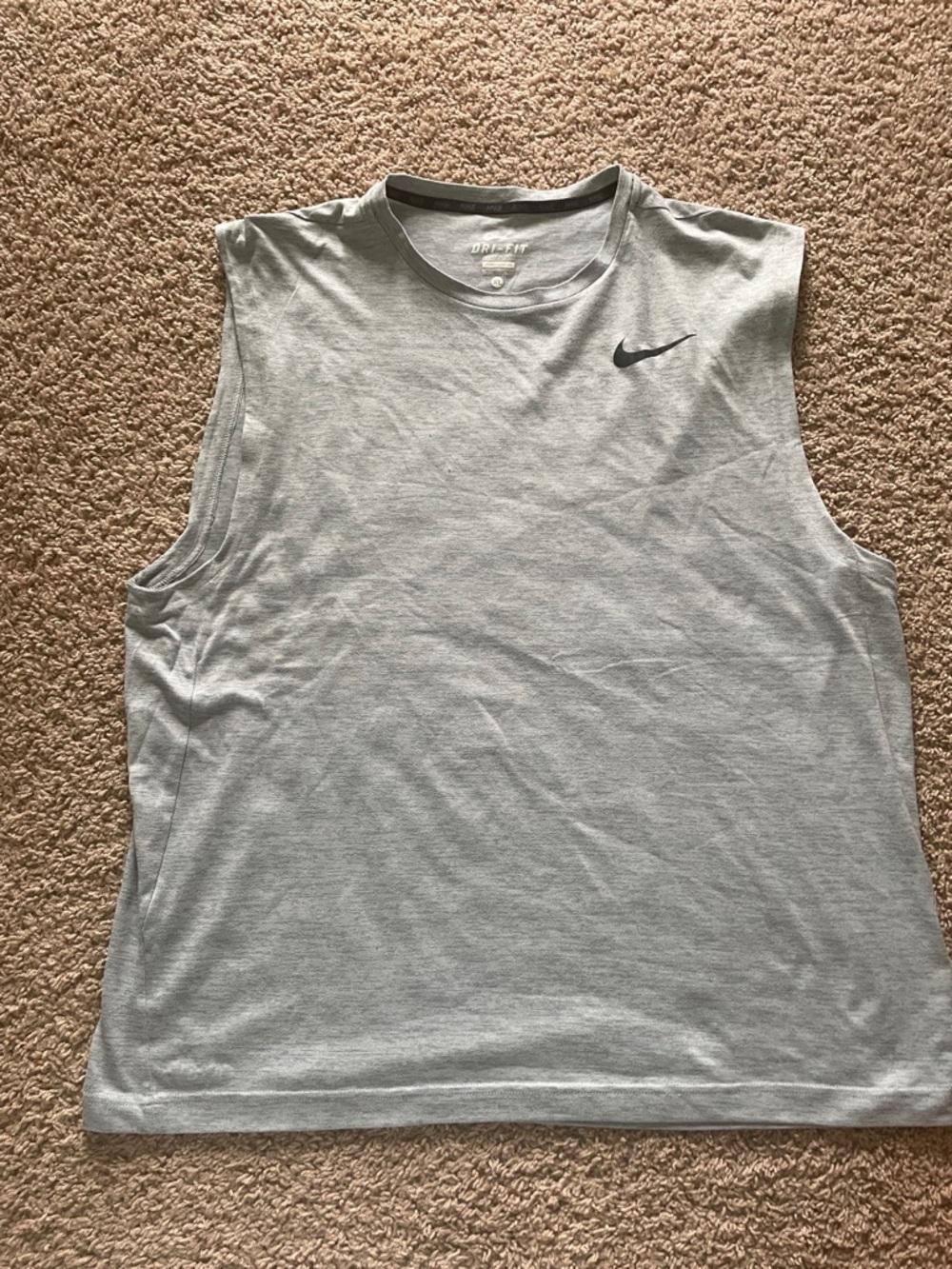 Nike Men’s Sleeveless Training Tank Top - Light Gray with Black Swoosh